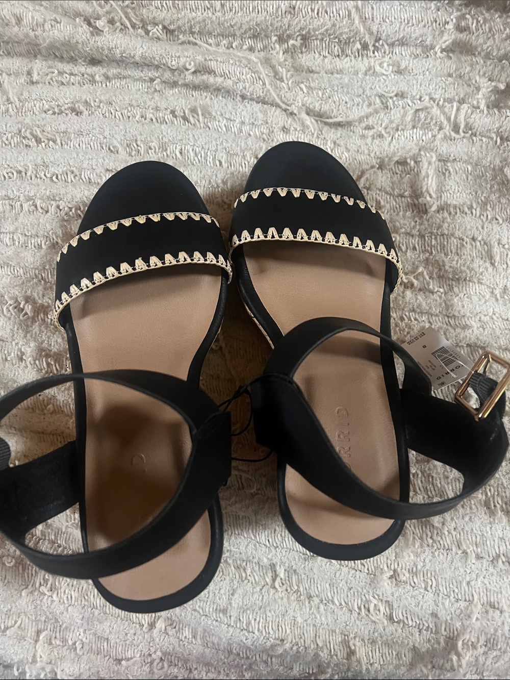 torrid Black Ankle-Strap Sandals with Gold Trim